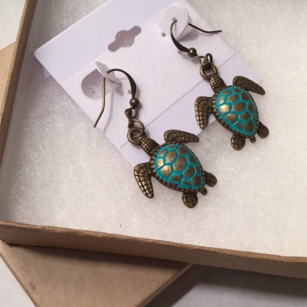 Brass Sea Turtle Earrings